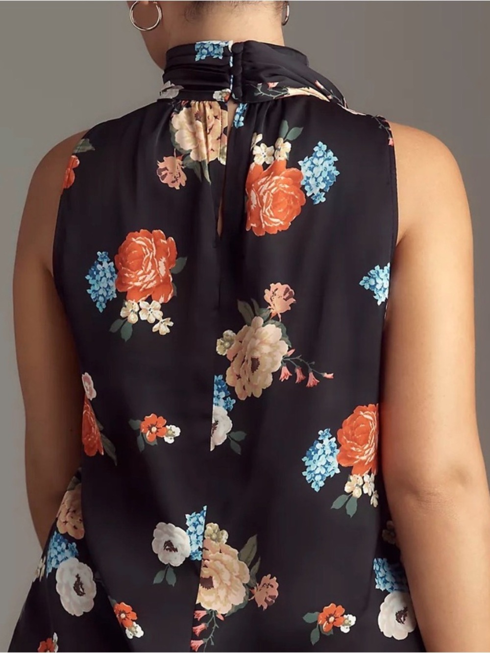 Anthropologie Black Floral Lace-Trim Halter Top - Picture 7 of 8